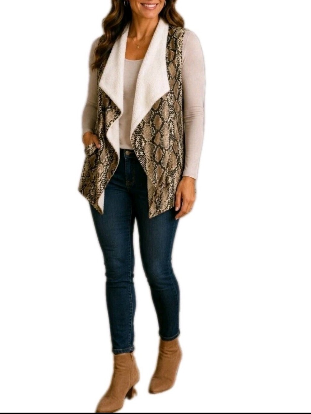 Giddy Up Glamour ~Woman One Size~ Animal Print Vest Boho NWT.